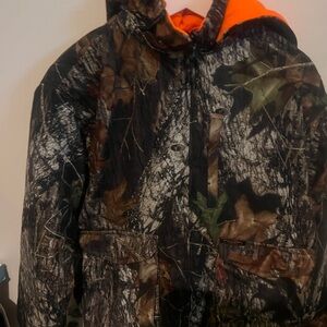 Men hunting Camouflage Hooded Jacket with Orange Lining